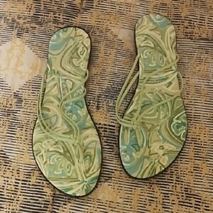 Italian Shoemakers Green Swirl Sandals